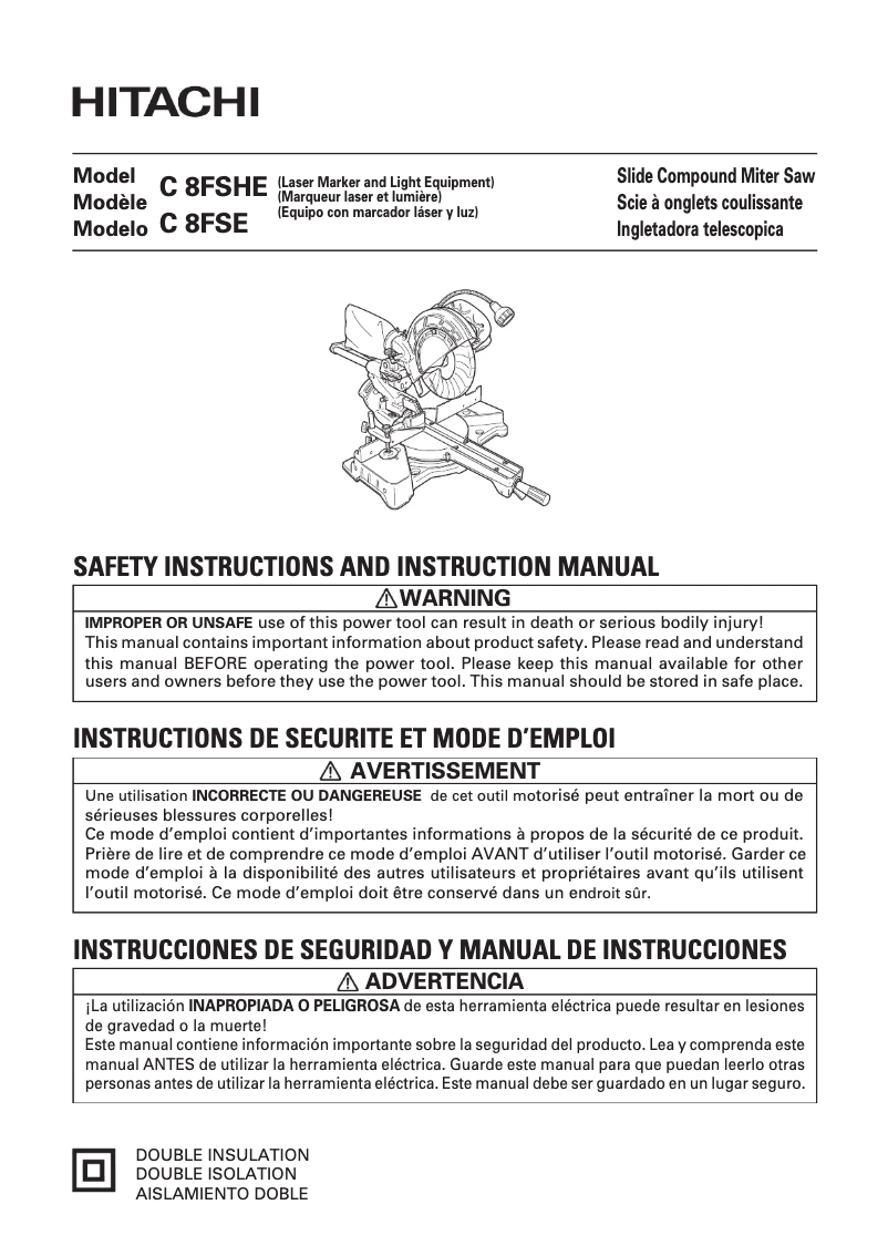 Page 1 de la notice Manuel utilisateur HiKOKI C8FSHE
