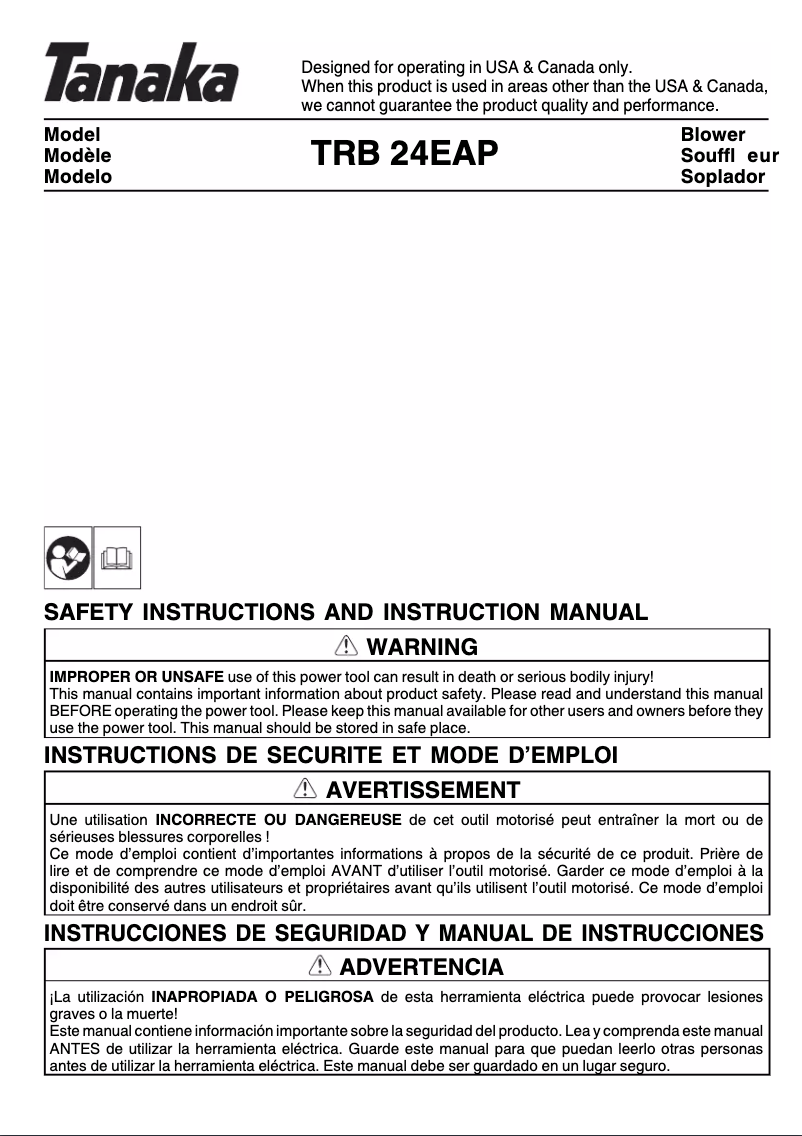 Page 1 de la notice Manuel utilisateur Tanaka TRB 24EAP