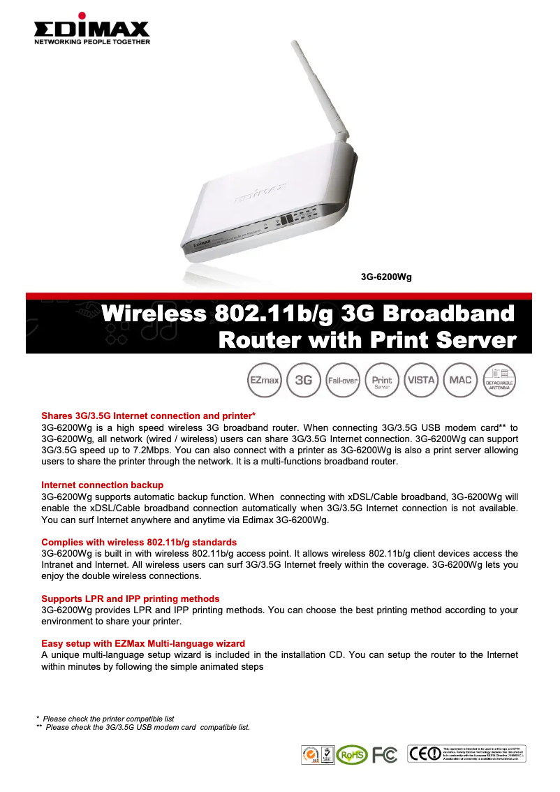 Página 1 del manual Manual de usuario Edimax 3G-6200Wg