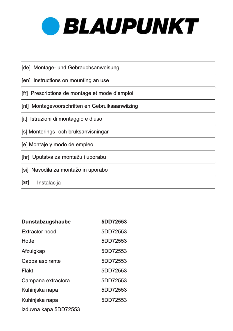 Page n°1 - Guide d'installation Blaupunkt 5DD72553