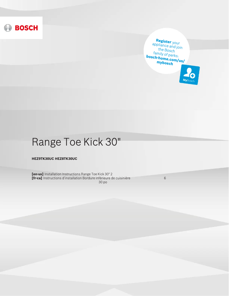 Page 1 de la notice Manuel utilisateur Bosch HEZ8TK30UC