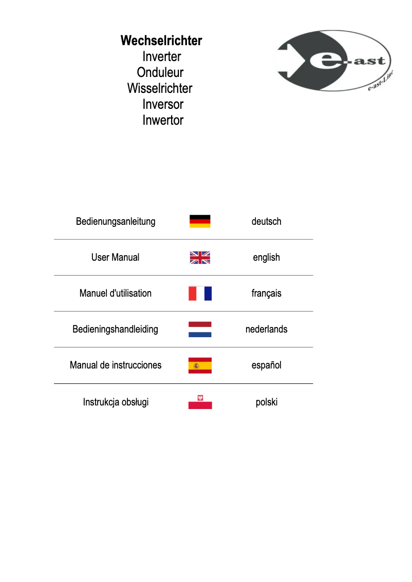 Page n°1 - Manuel utilisateur e-ast CLS300-24