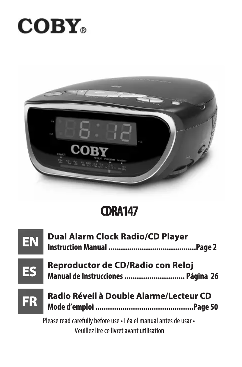 Page 1 de la notice Manuel utilisateur Coby CDRA147