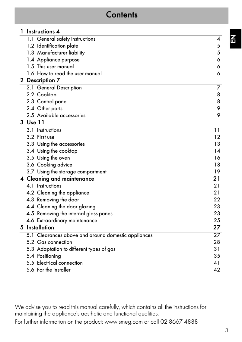 Page 1 de la notice Manuel utilisateur Smeg CS9GVXA