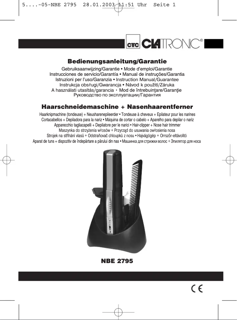 Page 1 de la notice Manuel utilisateur Clatronic NBE 2795 SET
