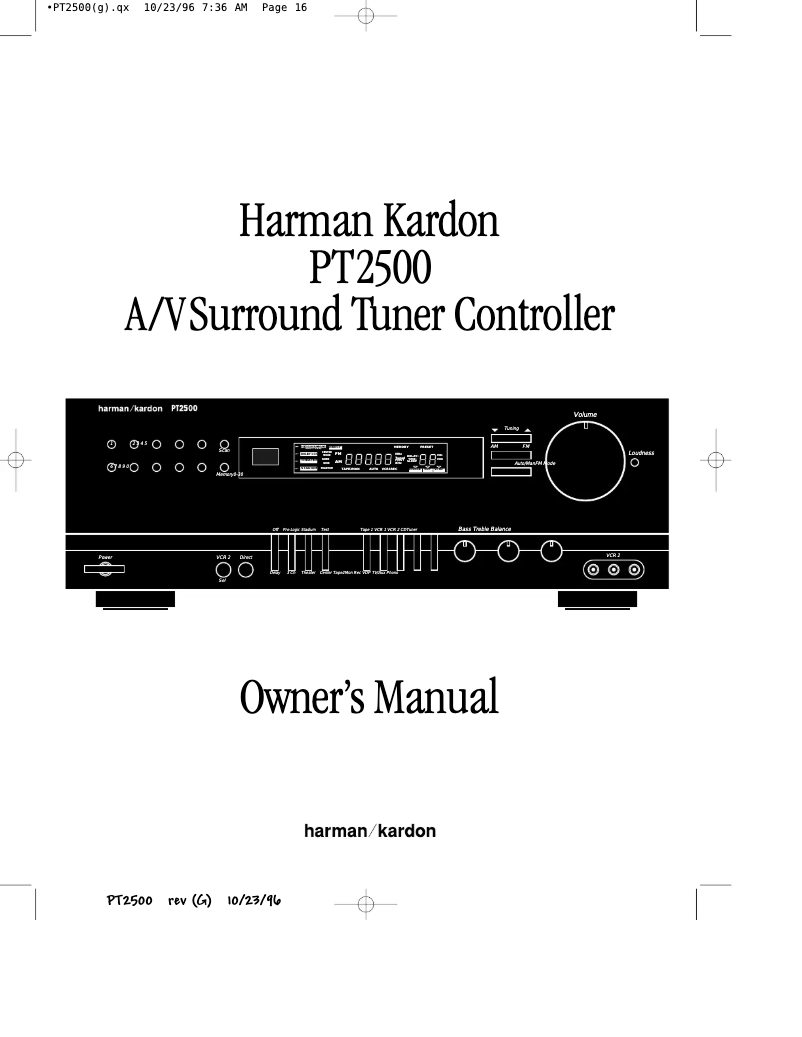 Page 1 de la notice Manuel utilisateur Harman Kardon PT2500