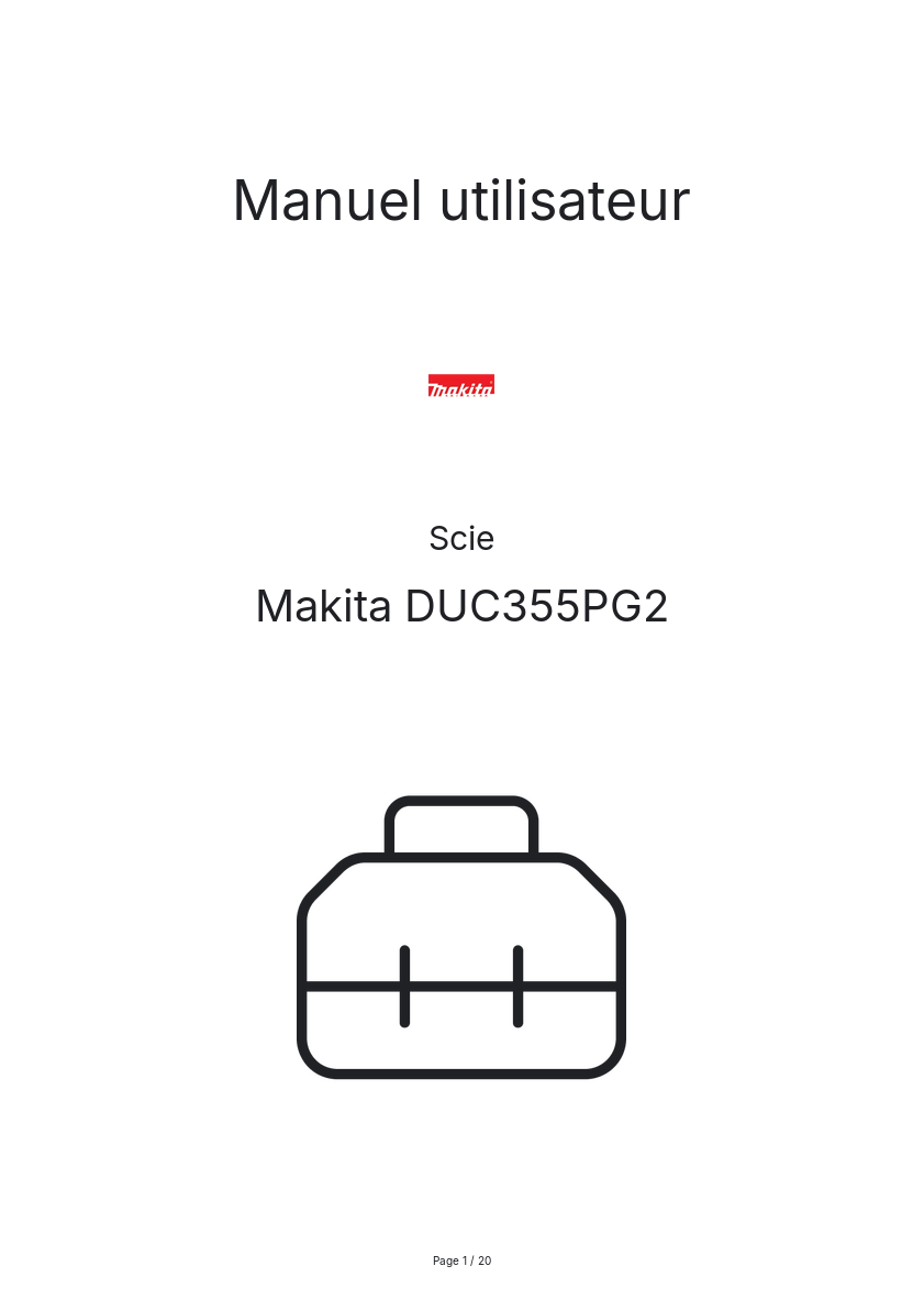 Image de la première page du manuel de l'appareil DUC355PG2