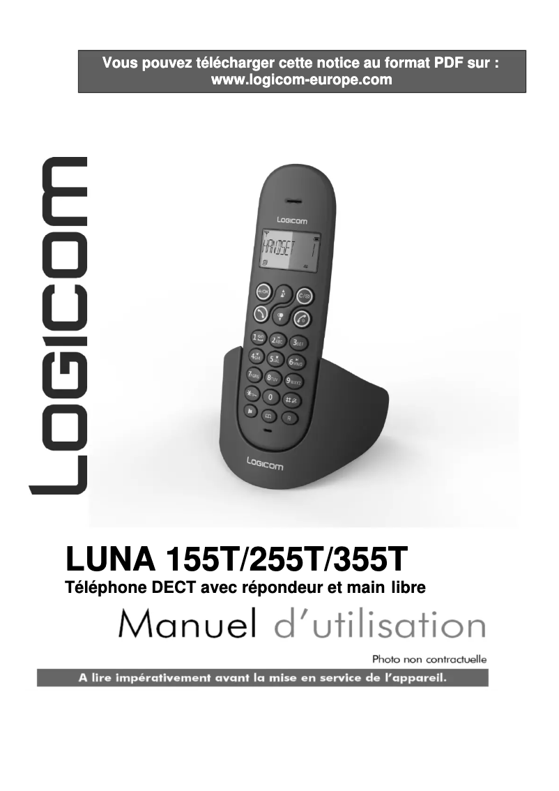 Page 1 de la notice Manuel utilisateur Logicom Luna 355T