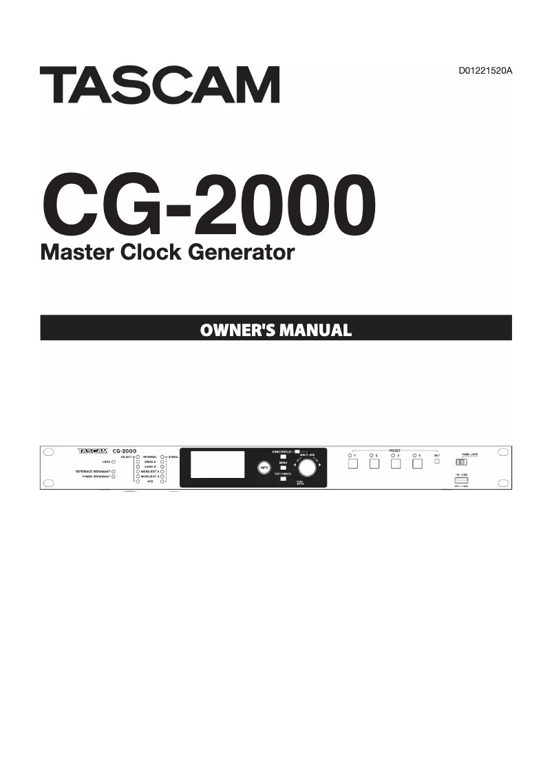 Image de la première page du manuel de l'appareil CG-2000