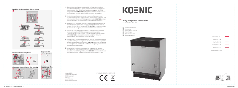 Page n°1 - Manuel utilisateur Koenic KDW 6051-1 C FI