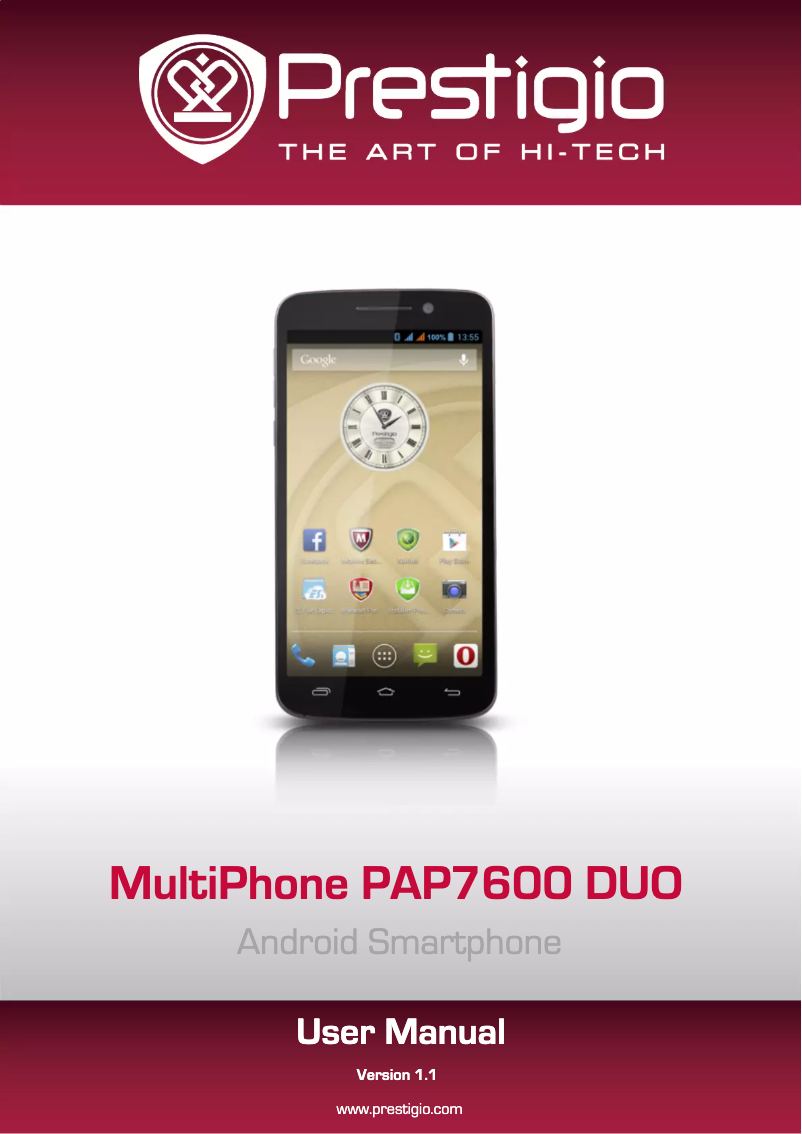 Page 1 of the manual User Manual Prestigio MultiPhone PAP7600 Duo