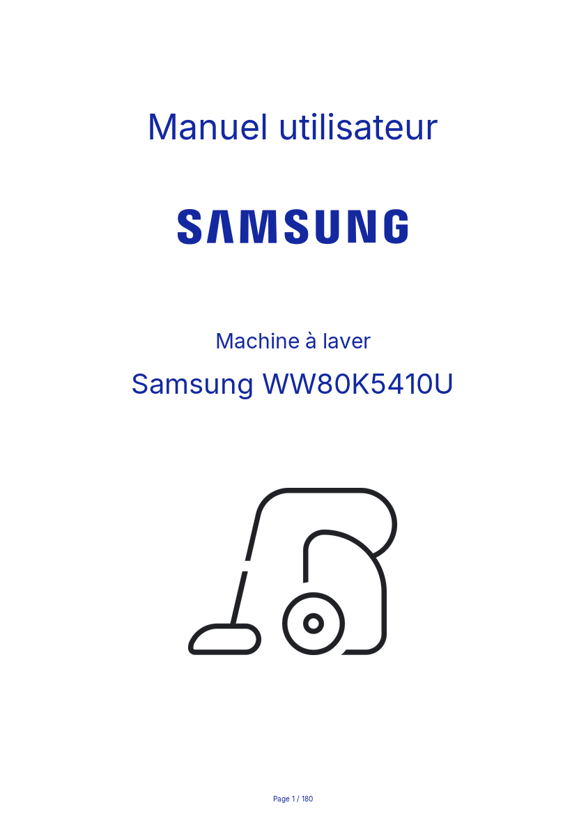 Image de la première page du manuel de l'appareil WW80K5410U