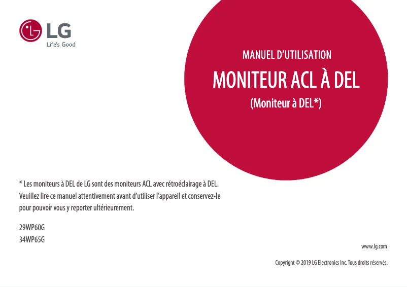 Page n°1 - Manuel utilisateur LG 34WP65G-B