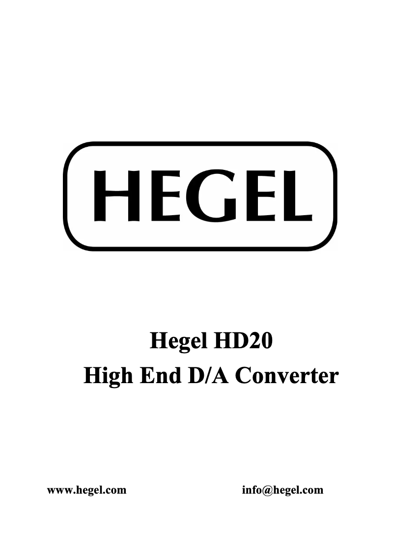 Page n°1 - Manuel utilisateur Hegel HD20