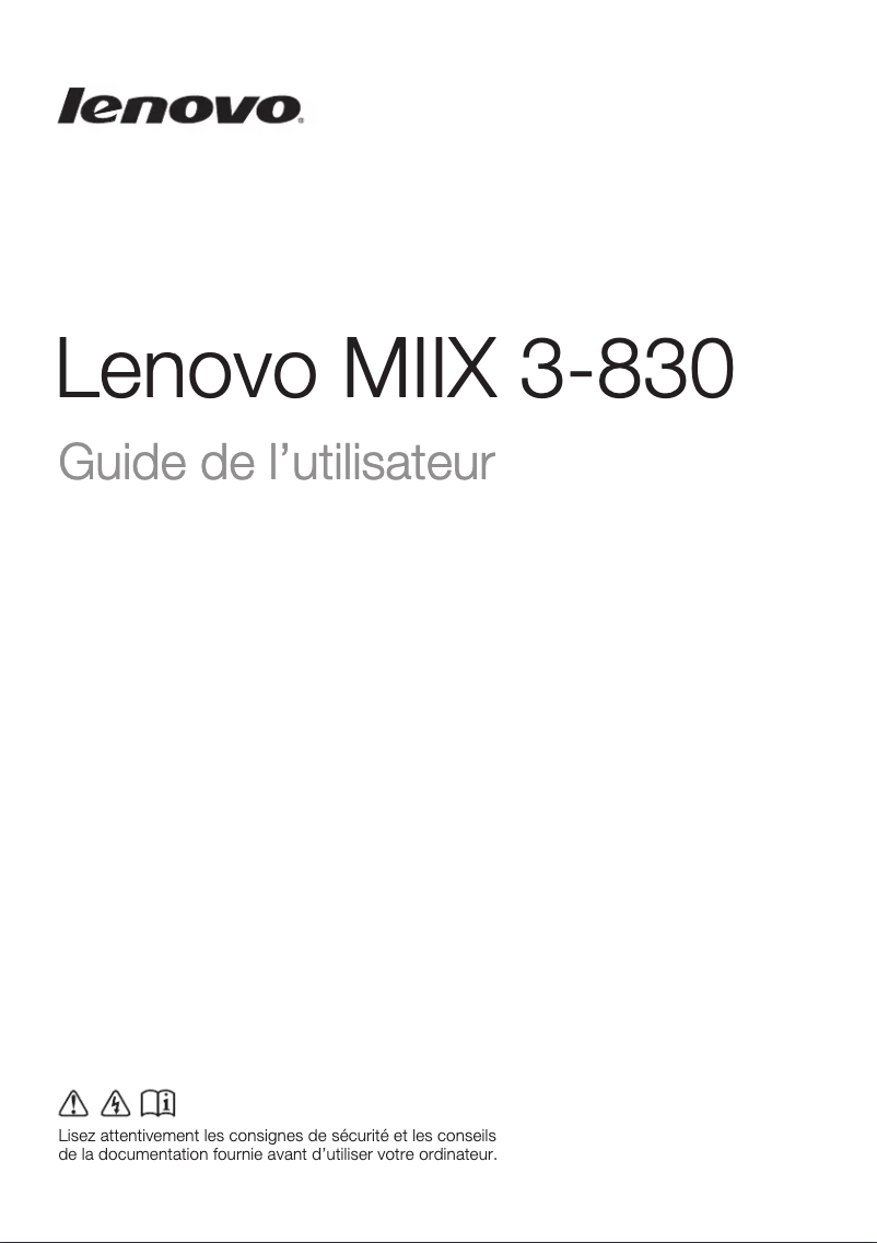 Page 1 de la notice Manuel utilisateur Lenovo Miix 3-830