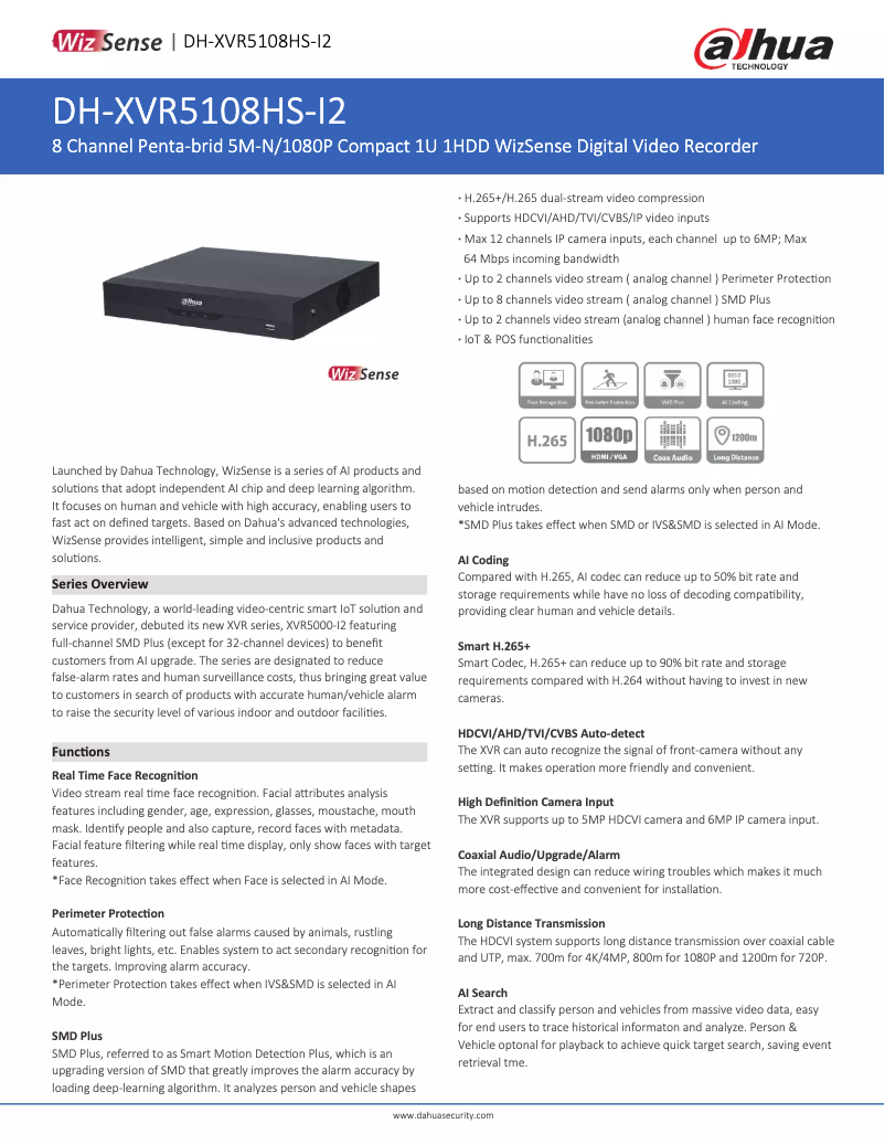 Image de la première page du manuel de l'appareil XVR5108HS-I2