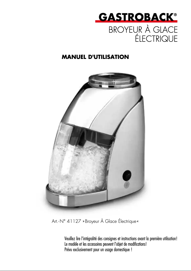 Image de la première page du manuel de l'appareil 41127