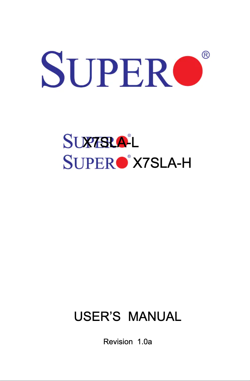 Image de la première page du manuel de l'appareil X7SLA-H