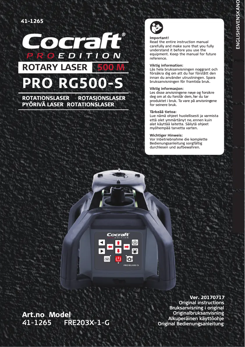 Page 1 de la notice Manuel utilisateur Cocraft PRO RG500-S