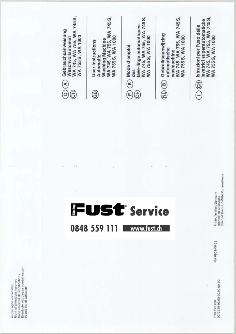 Page 1 de la notice Manuel utilisateur Bauknecht WA 745 S