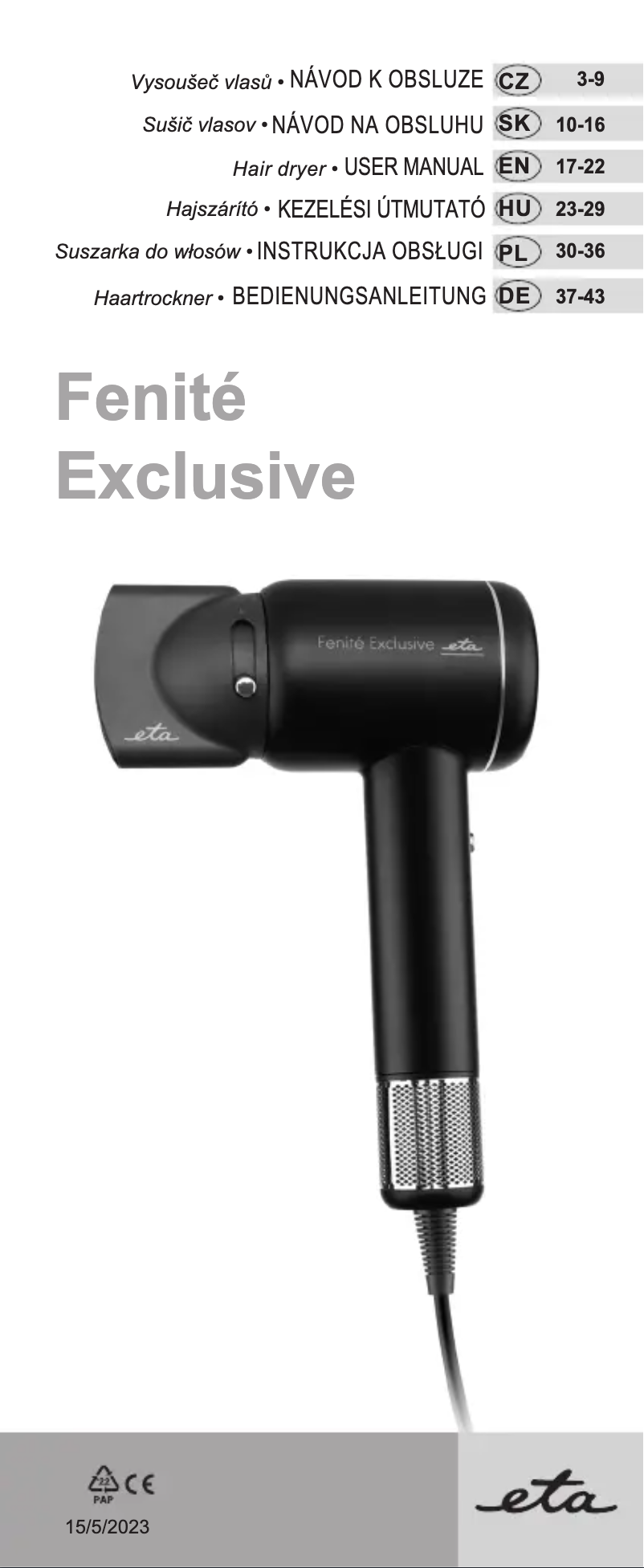 Image de la première page du manuel de l'appareil Fenité