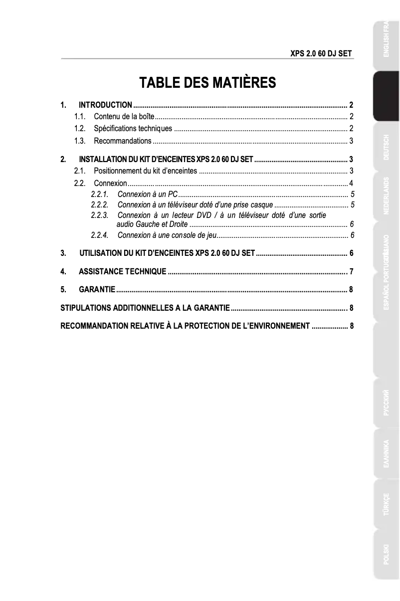 Image de la première page du manuel de l'appareil XPS 2.0 60