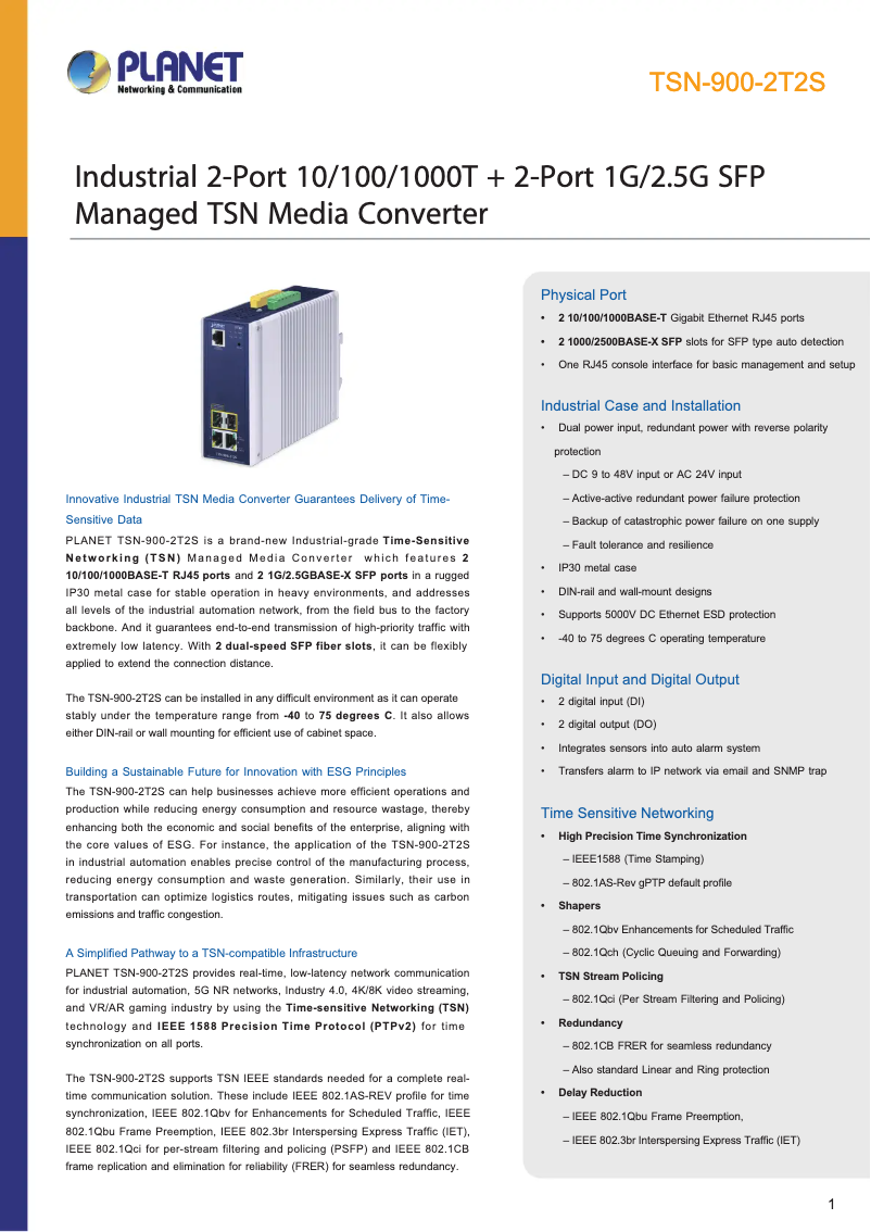 Image de la première page du manuel de l'appareil TSN-900-2T2S