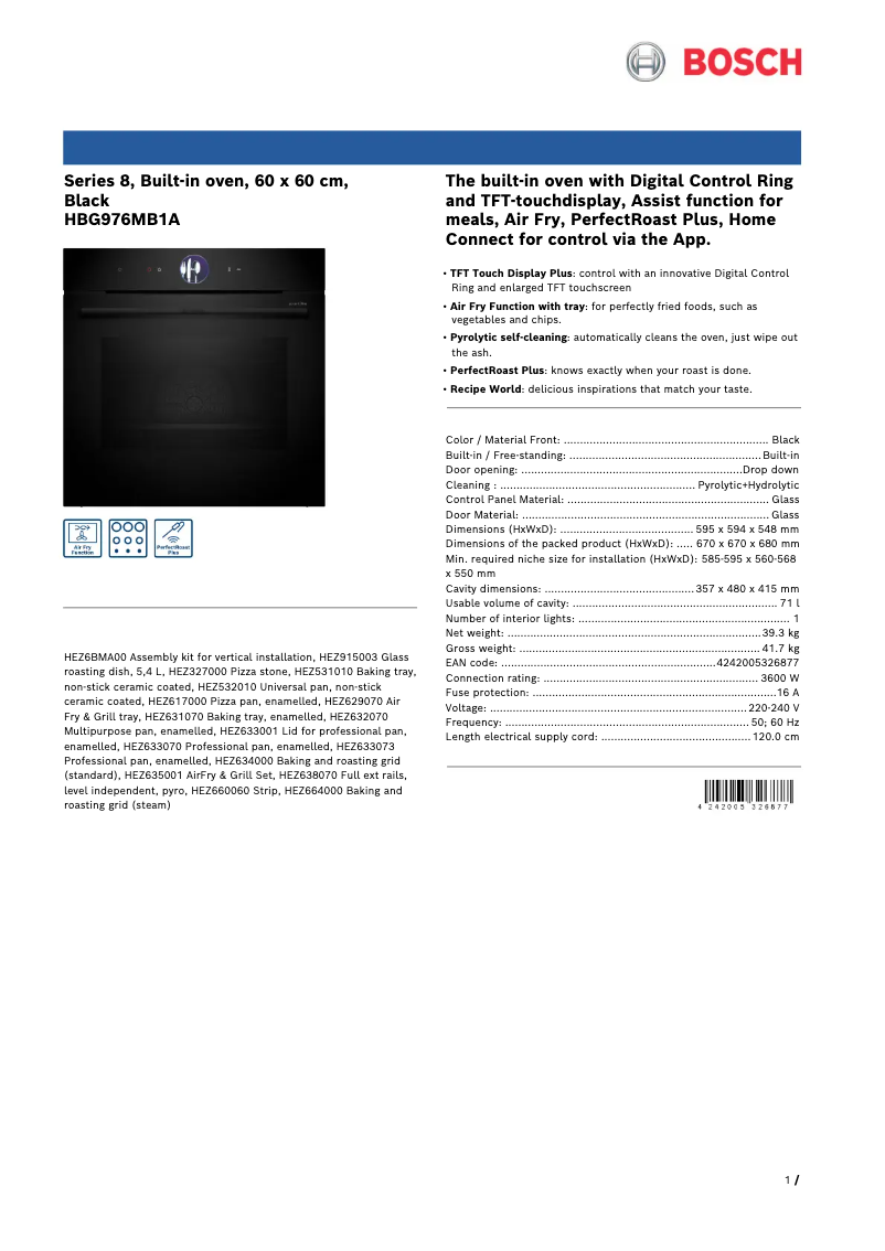 Página 1 del manual Ficha técnica Bosch HBG976MB1A