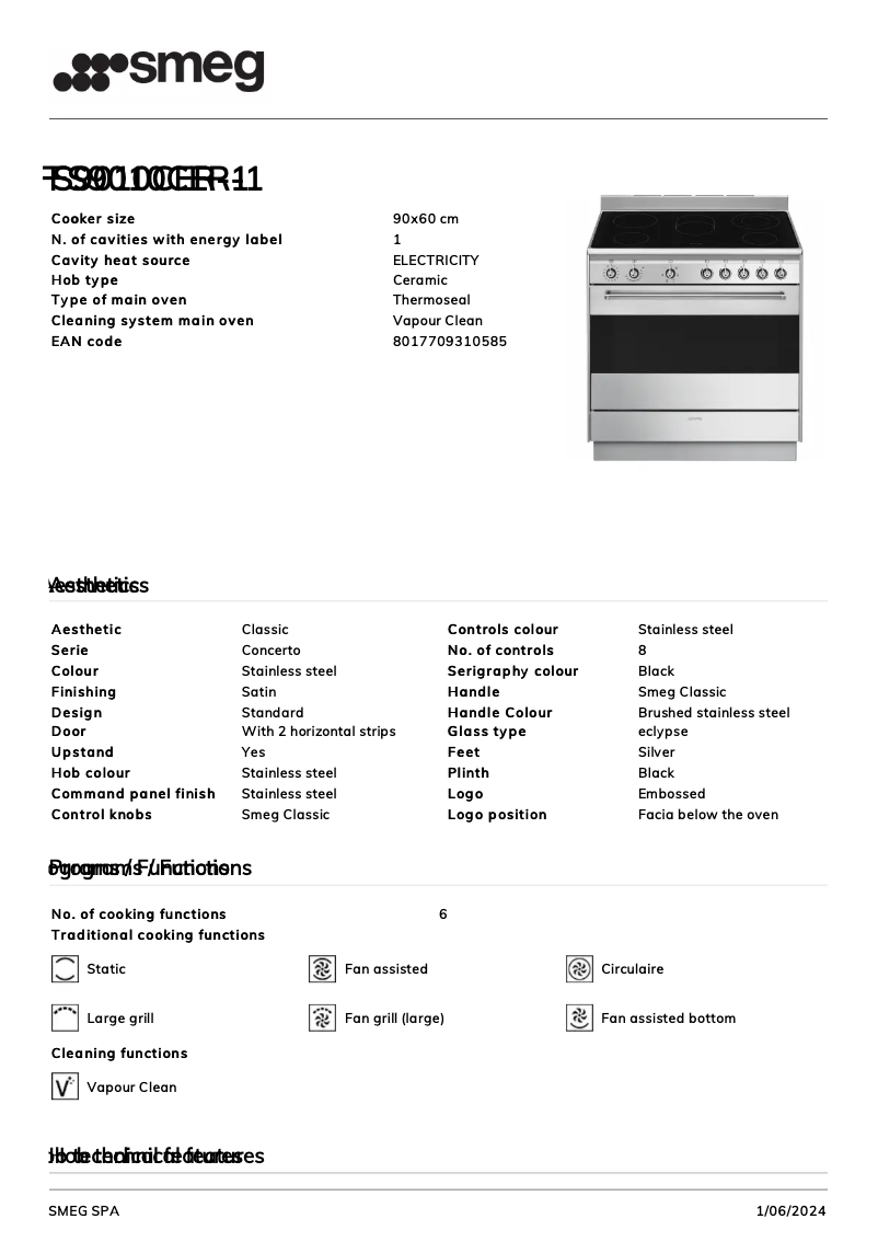 Page n°1 - Fiche technique Smeg FS9010CER-1