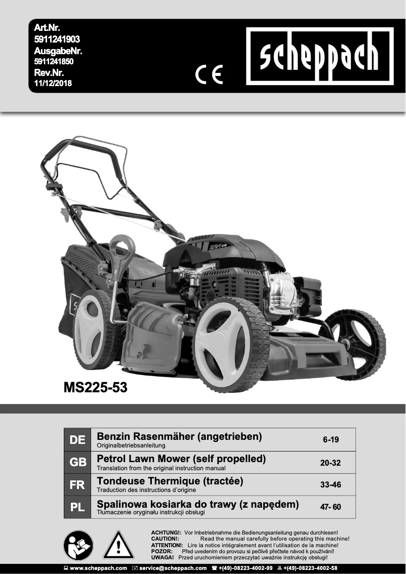 Página 1 del manual Manual de usuario Scheppach MS225-53