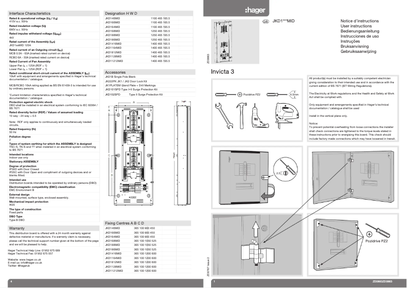 Page n°1 - Guide d'installation Hager JKD186MID