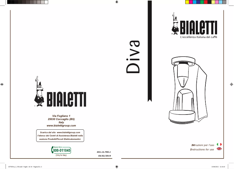 Image de la première page du manuel de l'appareil Diva CF70