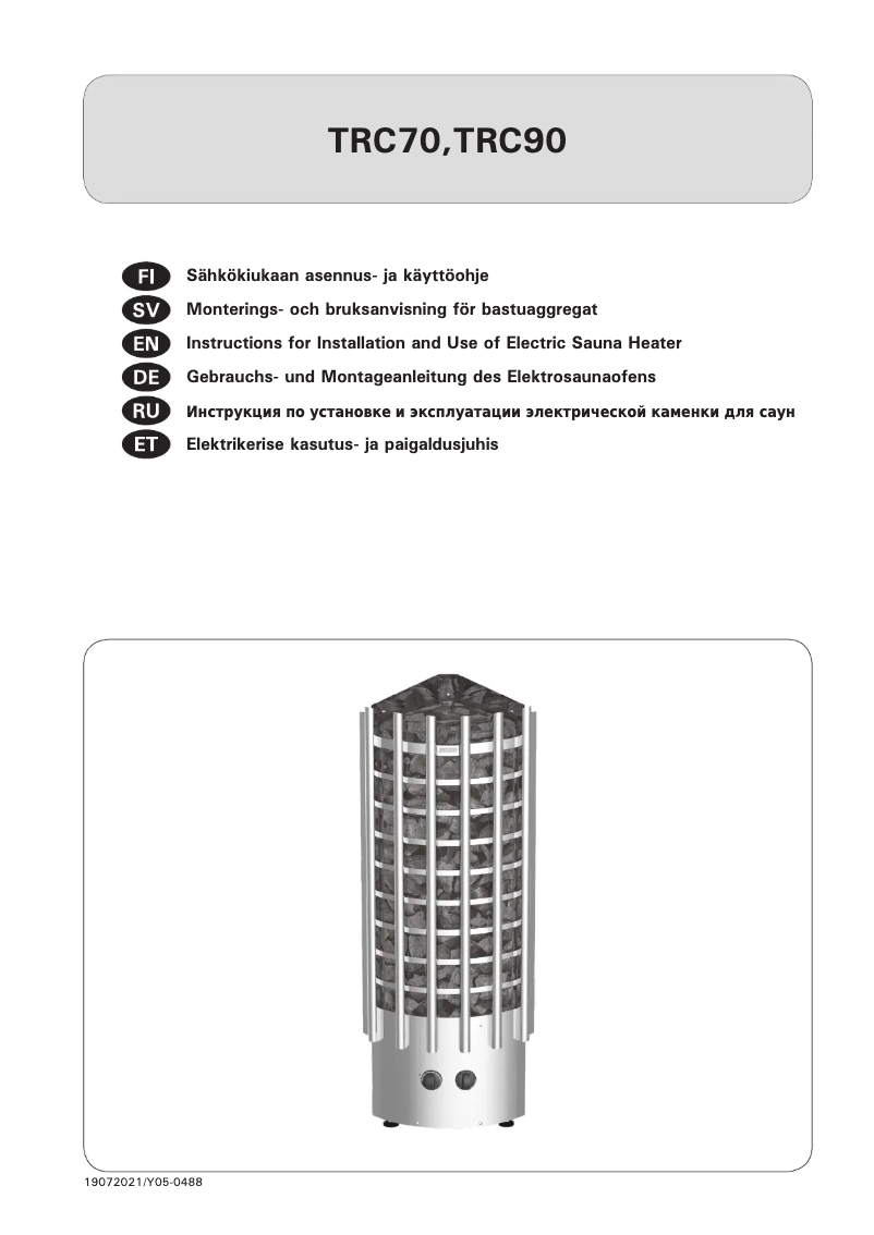 Page 1 de la notice Manuel utilisateur Harvia Glow Corner TRC90 HTRC900400