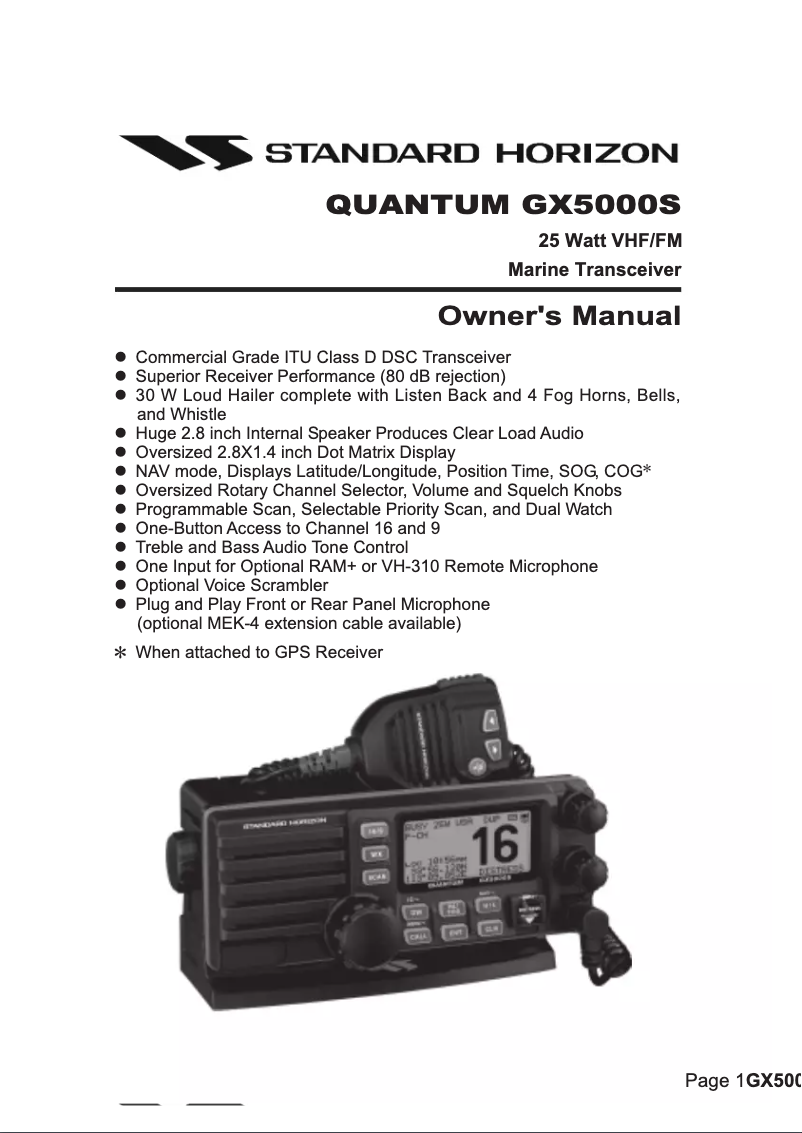Image de la première page du manuel de l'appareil Quantum GX5000S