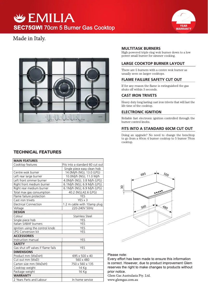 Imagen de la primera página del manual del dispositivo SEC75GWI