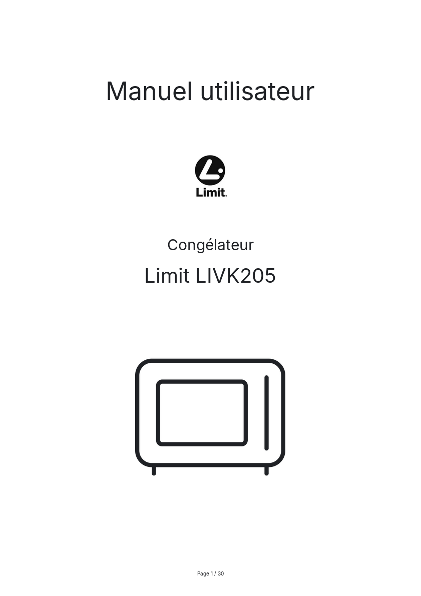 Page n°1 - Manuel utilisateur Limit LIVK205