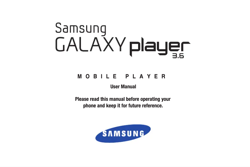 Page 1 de la notice Manuel utilisateur Samsung Galaxy Player 3.6