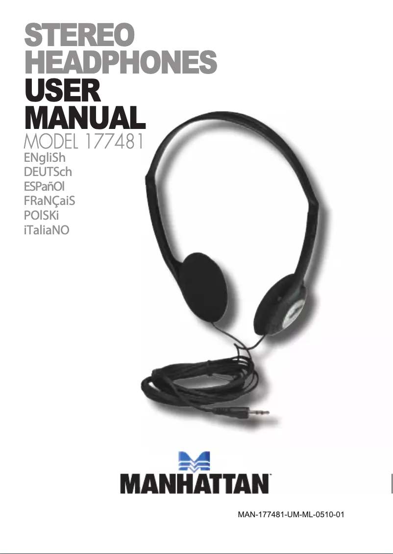 Page 1 de la notice Manuel utilisateur Manhattan Stereo Headphones 177481