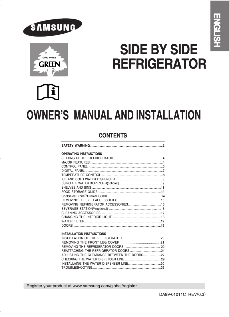 Page 1 de la notice Manuel utilisateur Samsung RS21KLSR
