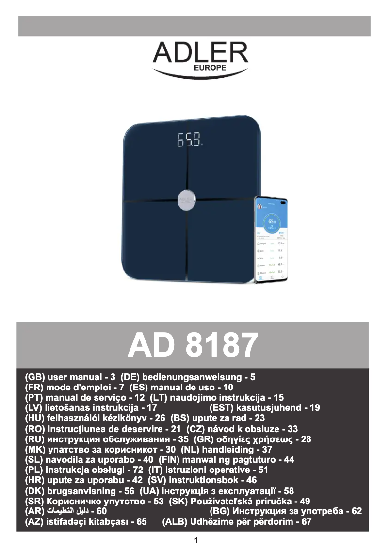 Image de la première page du manuel de l'appareil AD 8187