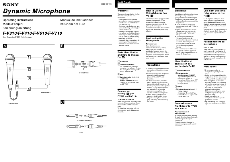 Page n°1 - Manuel utilisateur Sony F-V710