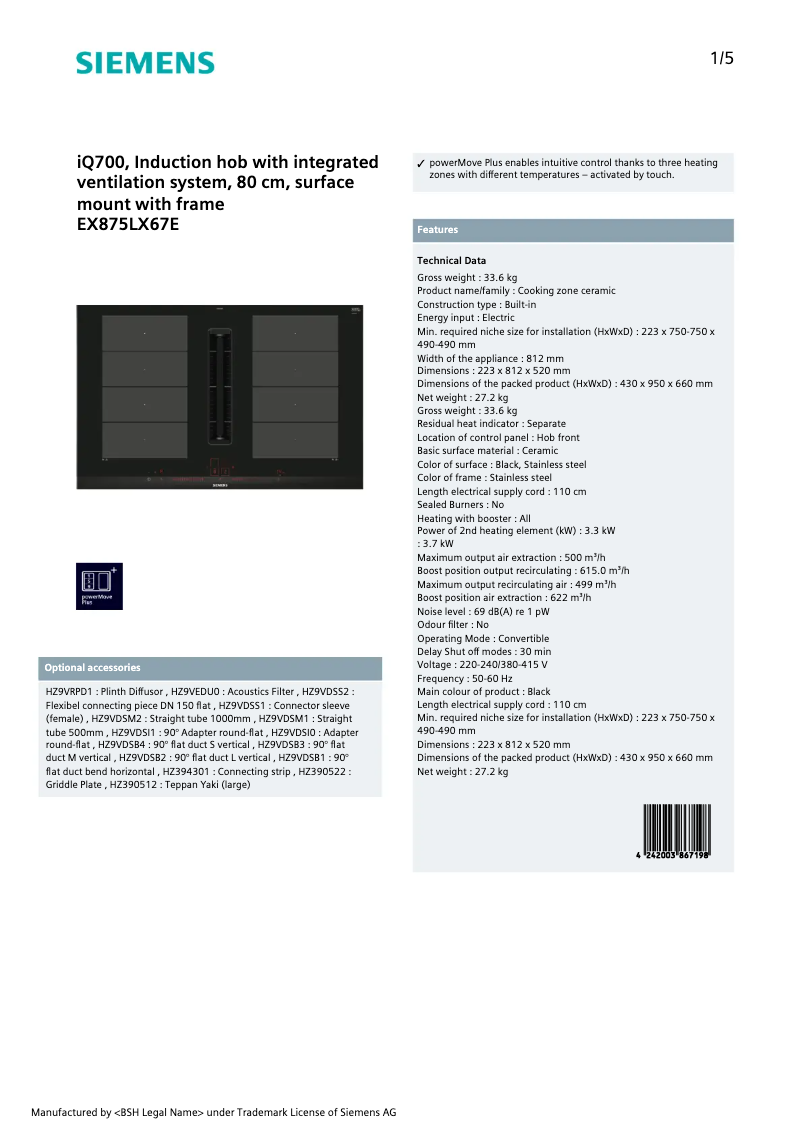 Image de la première page du manuel de l'appareil iQ700 EX875LX67E