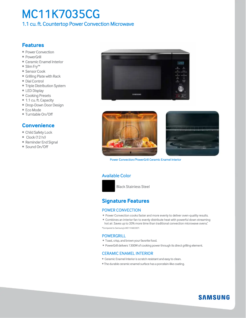 Page n°1 - Fiche technique Samsung MC11K7035CG