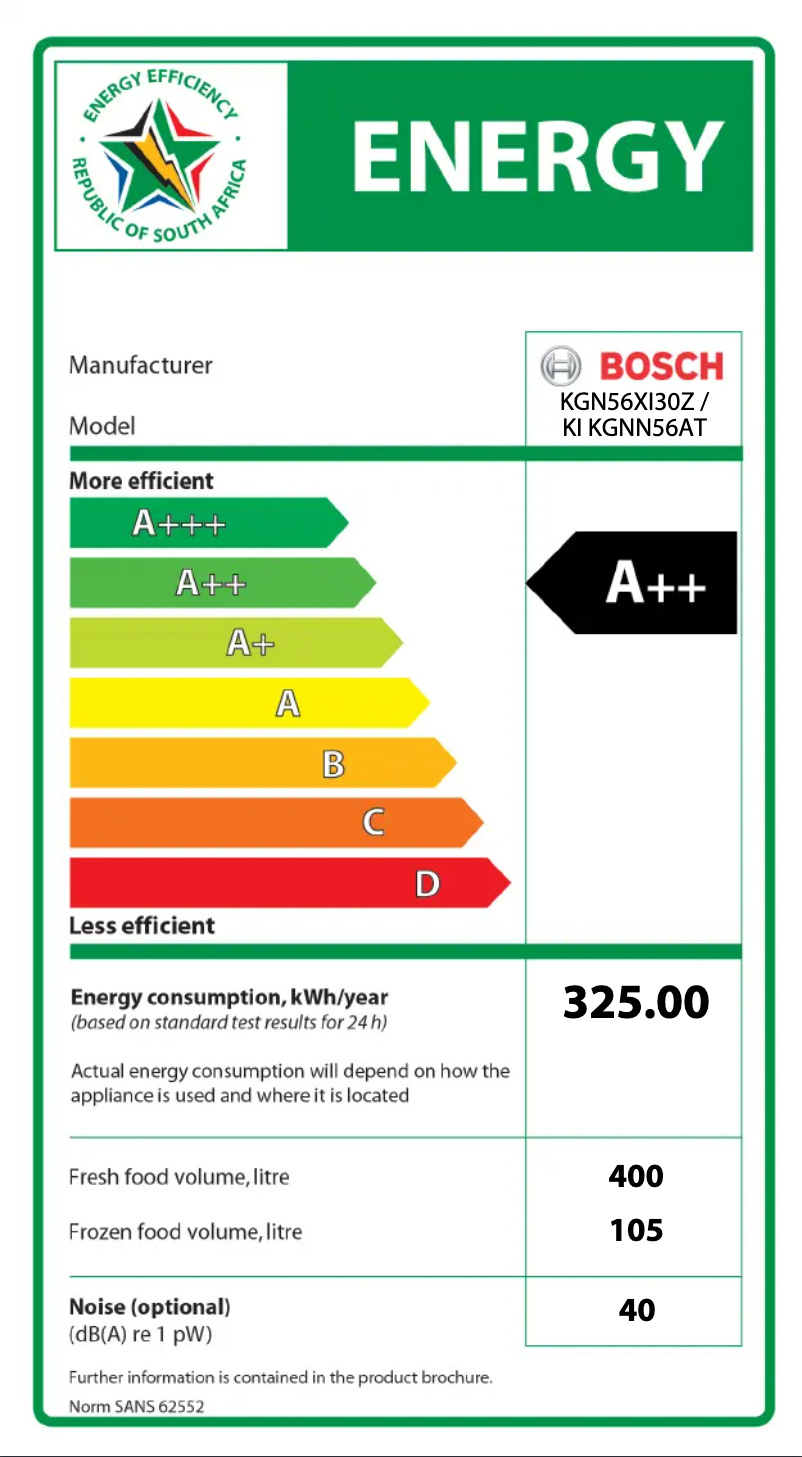 Página 1 del manual Etiqueta energética Bosch KGN56XI30Z