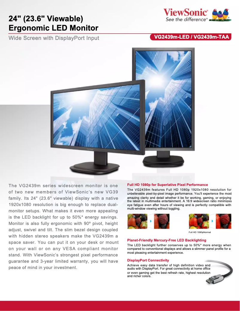 Página 1 del manual Manual de usuario Viewsonic VG2439m-TAA