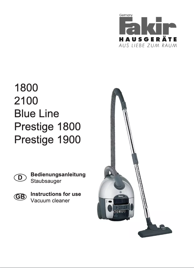 Página 1 del manual Manual de usuario Fakir Prestige 1800
