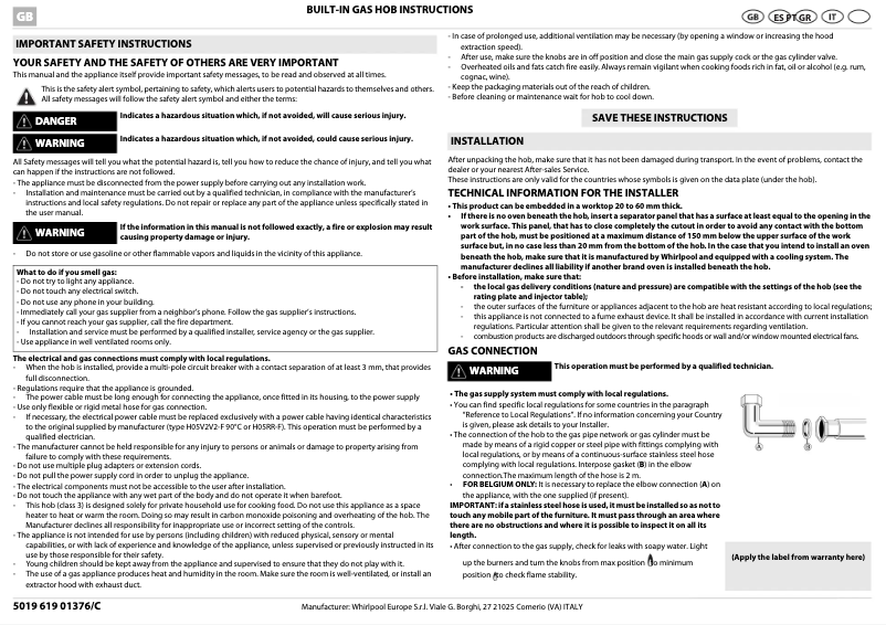 Page 1 de la notice Manuel utilisateur Whirlpool AKR 311/IX