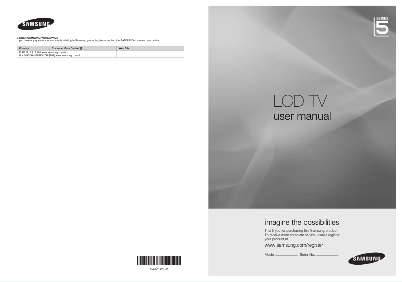 Page 1 de la notice Manuel utilisateur Samsung LE32B550