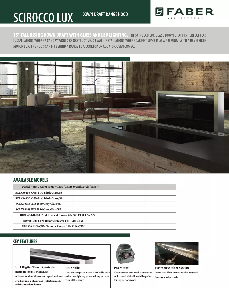 Page 1 de la notice Fiche technique Faber SCLX3615SSNBB