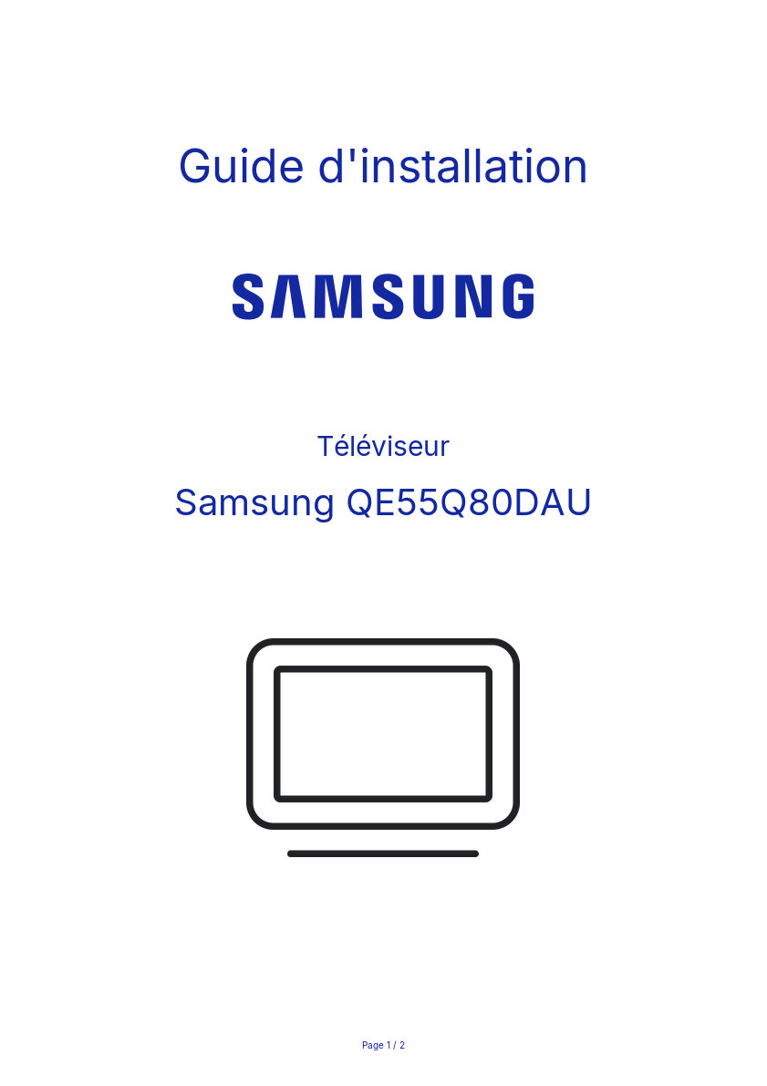 Page n°1 - Guide d'installation Samsung QE55Q80DAU